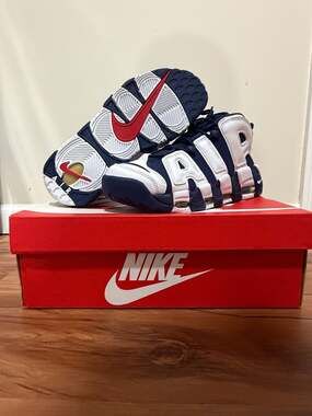 Nike Air More Uptempo '96 Olympic White Midnight Navy Size 9.5